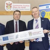 Charlie McConalogue TD; John G McLaughlin; Minister for Housing James Browne TD; and Conall McGettigan, Director of the Northern and Western Regional Assembly.