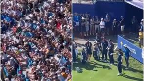 WATCH: Crowd sings Olé, Olé, Olé as Shane Lowry tees off for Ryder Cup practice 