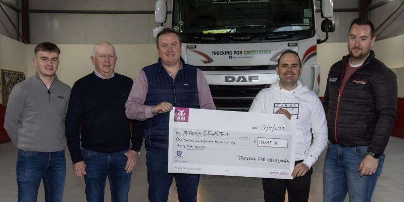 Over €118,000 from 'Trucking for Creeslough' is presented