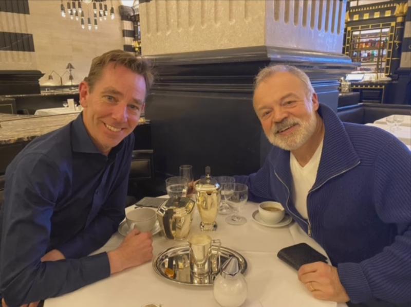 National: Ryan Tubridy enjoys lunch in prestigious London restaurant with new colleague Graham Norton